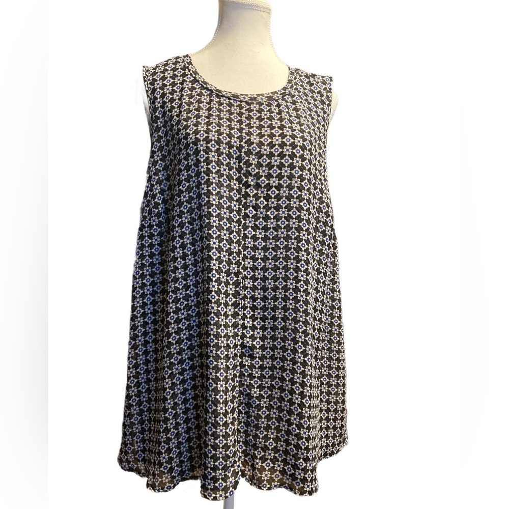 Roz & Ali Black and Blue Patterned sleeveless top